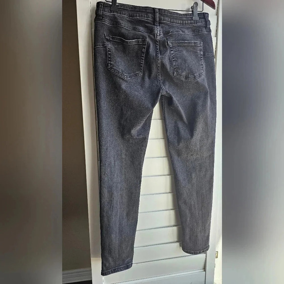 ZARA Skinny Black  Grey Jeans Denim Stretching Slits size 10 - Picture 4 of 6